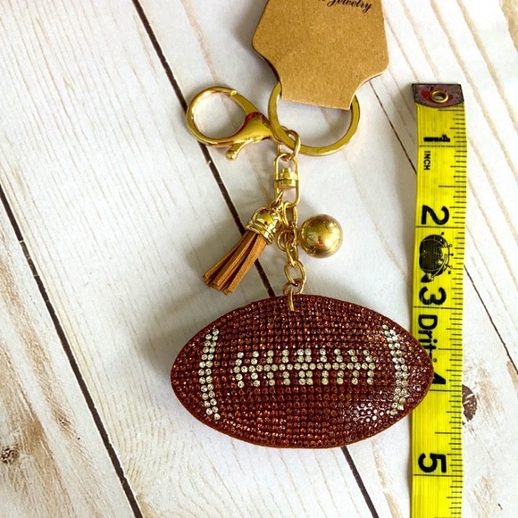 Rhinestone Football Keychain/Key FOB - Picture 4 of 5